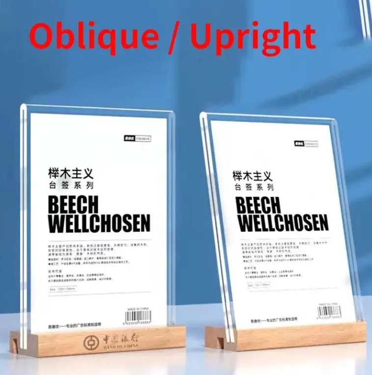 Acrylic Double-Side AD Frame Clear Sign Display Stand for A4/A5/A6 Sizes NFC Label for Catering