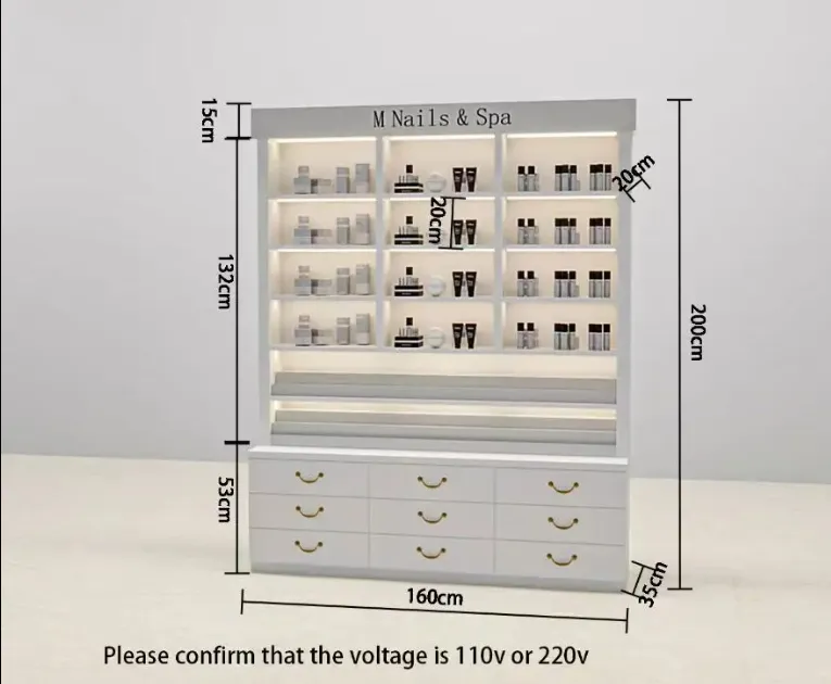 Modern Beauty Display Rack Cosmetic Salon Cabinet Wall Display Rack Nail Polish Shelves