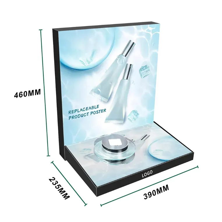 Custom Desktop Acrylic Makeup Display Stand for Cosmetics and Essential Oils Durable with LED Light for Retail Store Counters